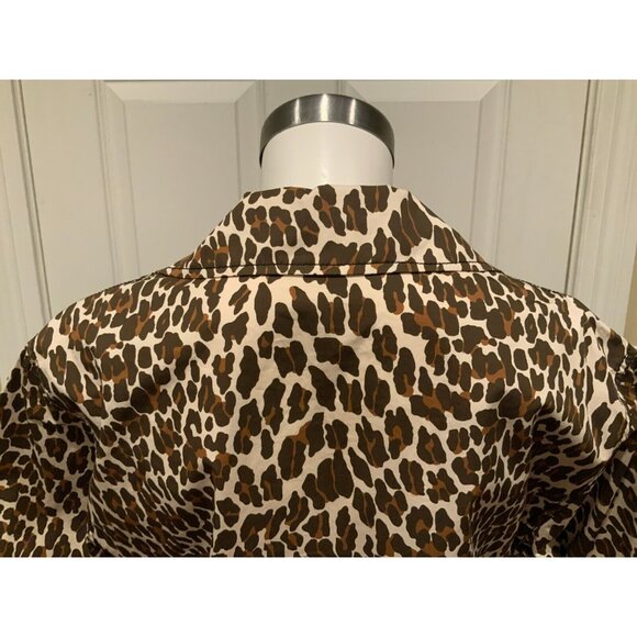 Tory Burch Brown Animal Leopard Print Reva Collared Shirt Dress, Size 4 - Picture 8 of 10